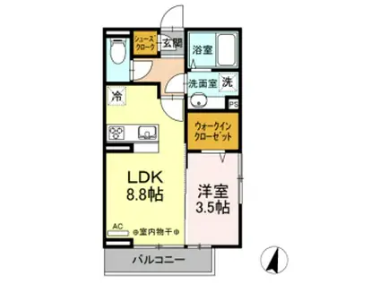 PRENDRE(1LDK/3階)の間取り写真