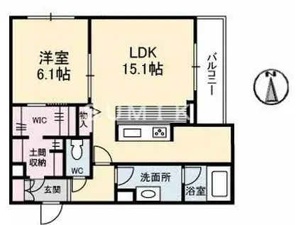 クラリティN(1LDK/2階)の間取り写真