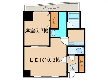 ハイドパーク(1LDK/9階)の間取り写真