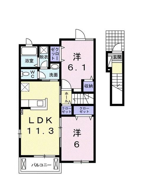 J-WISH(2LDK/2階)の間取り写真