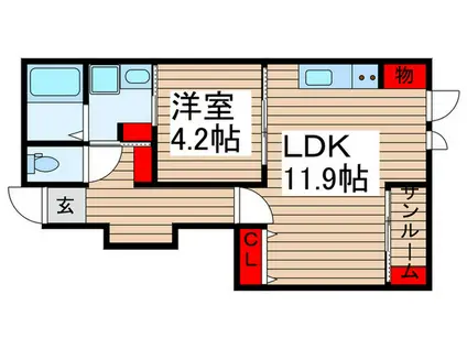 レヴメゾン神山四番館(1LDK/1階)の間取り写真