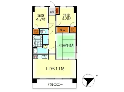 エステート1(3LDK/8階)の間取り写真