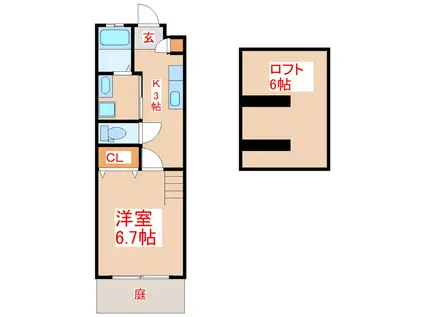 ＪＲ指宿枕崎線 谷山駅(ＪＲ) 徒歩16分 2階建 築11年(1SK/1階)の間取り写真