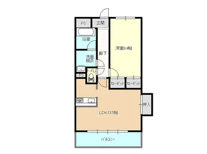 ウイング下小出(1LDK/6階)の間取り写真