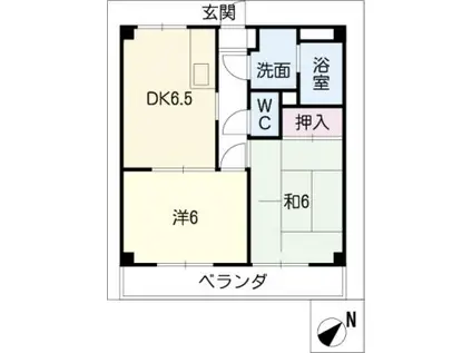 ジュネスSHIMABE(2DK/2階)の間取り写真