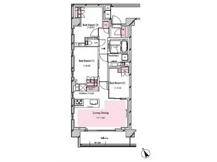 RISING SUN 恵比寿二丁目 ライジングサン(3LDK/3階)の間取り写真