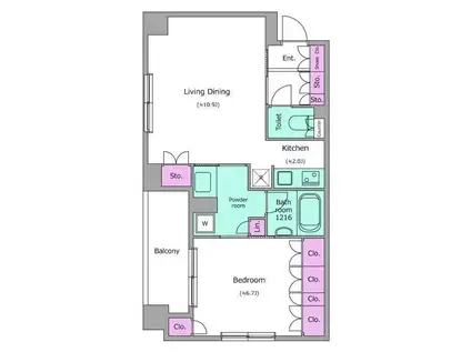 レジディア月島(1LDK/5階)の間取り写真