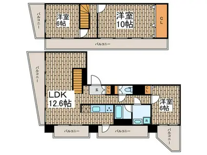ルミネ五反田(3LDK/6階)の間取り写真