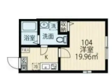 アベニール三ツ沢中町 A棟(1K/1階)の間取り写真