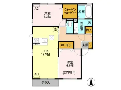 アリイス(2LDK/1階)の間取り写真