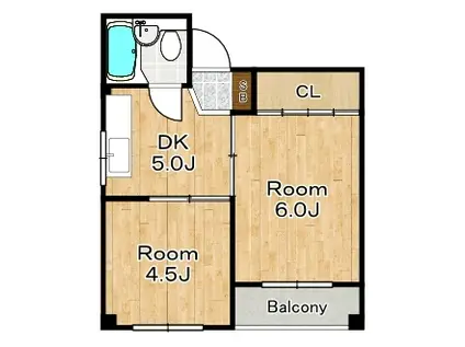 ロータスハイツ(2DK/5階)の間取り写真