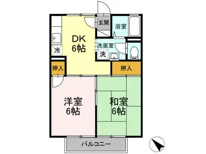 ロイヤルハイツC(2DK/2階)の間取り写真