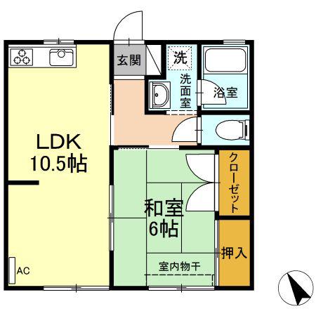 コンフレール末武(1LDK/1階)の間取り写真