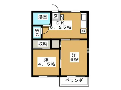 ホワイトヴィラ管野(2DK/1階)の間取り写真