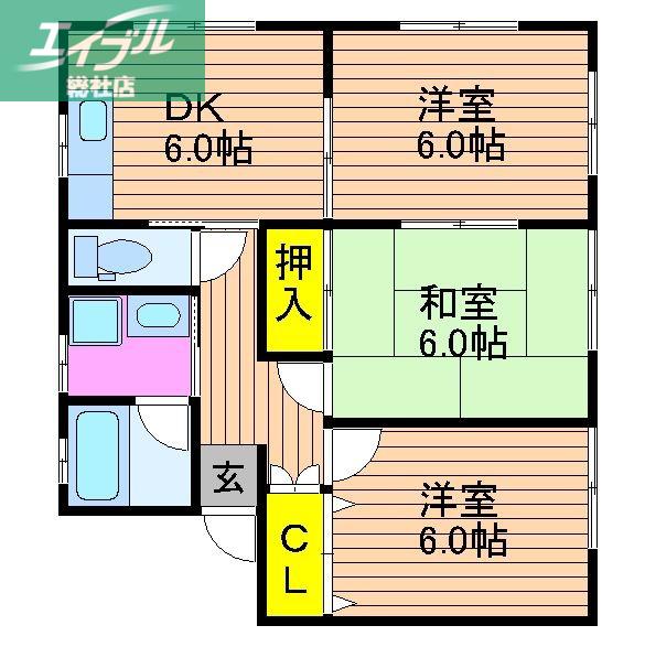 メイプル原古才(3DK/1階)の間取り写真