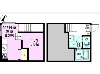 RIZEST東浦和I(ワンルーム/2階)の間取り写真