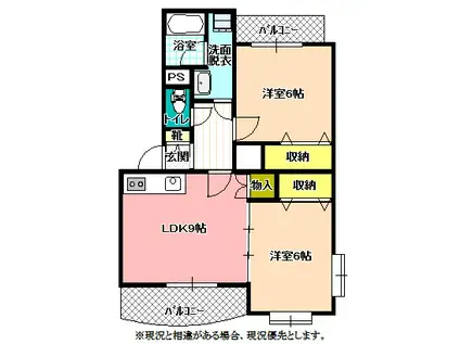 ガーデン・ハイム樗3番館(2LDK/1階)の間取り写真