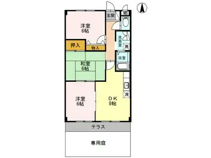 グランドゥール(3DK/1階)の間取り写真