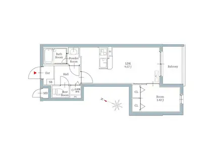 ロワイヤルマンション福岡空港ステーション(1LDK/4階)の間取り写真
