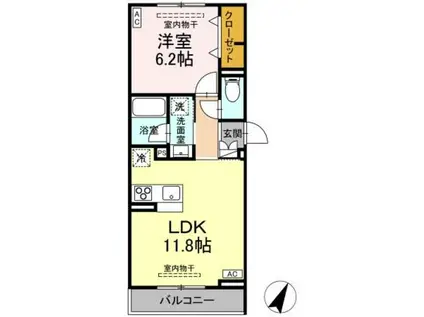 ASSET-COURT立川上砂町5丁目 B棟(1LDK/3階)の間取り写真