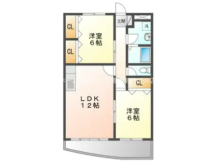 ユトリロ飯村(2LDK/3階)の間取り写真