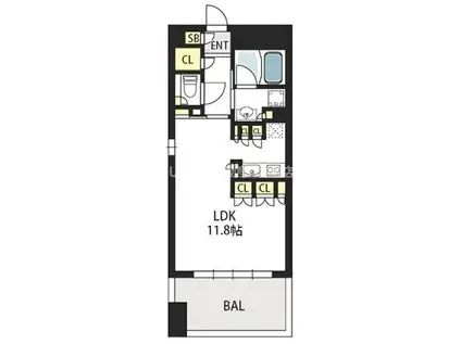 ガリレオ新町 南棟(ワンルーム/10階)の間取り写真