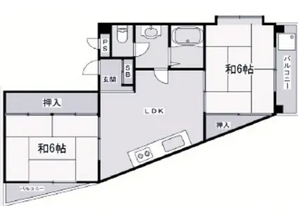 ラメール明石(2LDK/3階)の間取り写真