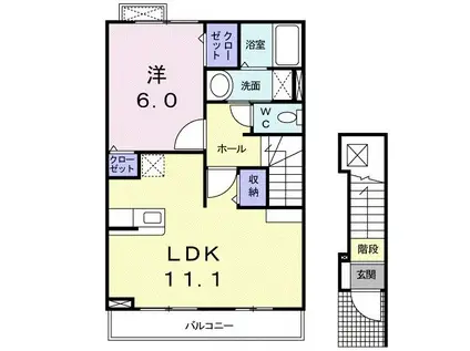グラントゥールII(1LDK/2階)の間取り写真