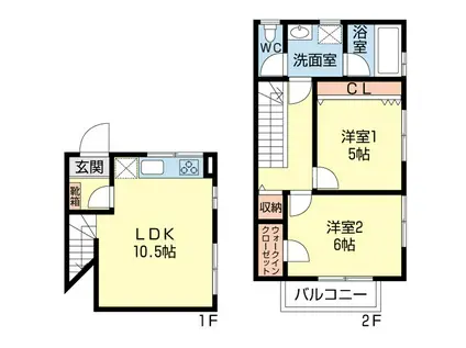 ヒロチサト西船橋 A棟(2LDK/2階)の間取り写真