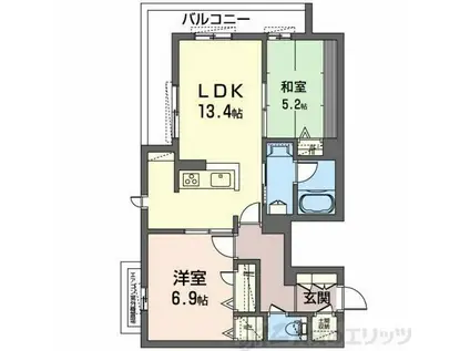 シャーメゾン リーゾス(2LDK/1階)の間取り写真