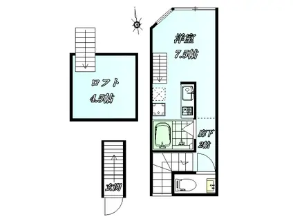 AW中野平和の森(ワンルーム/2階)の間取り写真