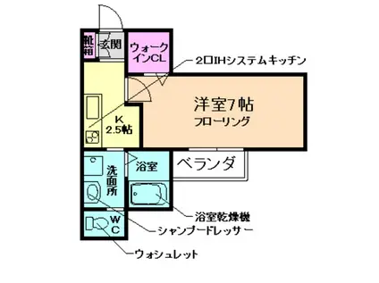 ソレイユ石橋(1K/1階)の間取り写真