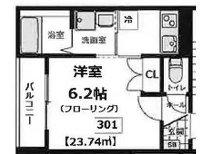 東京メトロ日比谷線 中目黒駅 徒歩5分 4階建 築5年(1K/1階)の間取り写真