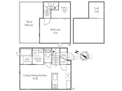 フェリシエ柿の木坂(1LDK/1階)の間取り写真