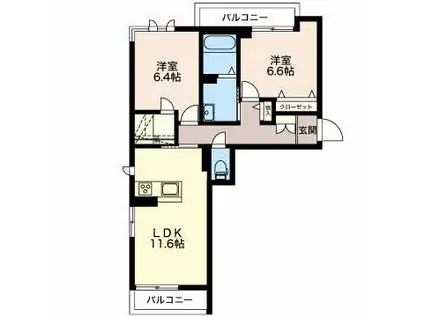 ル・グラン・ステラ(2LDK/1階)の間取り写真