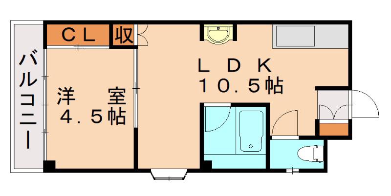 天野ビル(1LDK/3階)の間取り写真