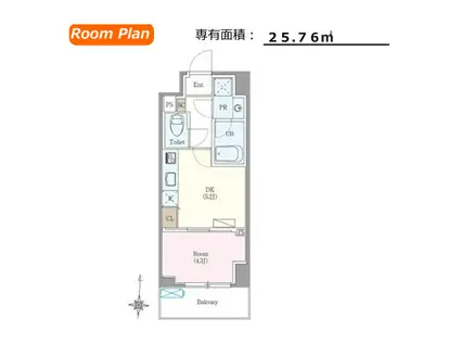 ロイジェント扇橋(1DK/3階)の間取り写真