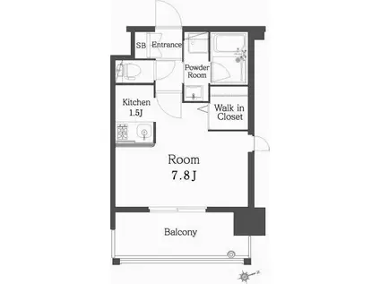 エンクレスト博多REY(1K/8階)の間取り写真