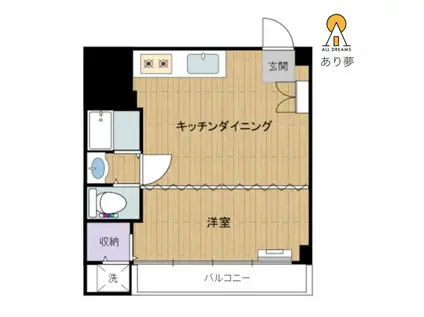 コーポ清川(1DK/4階)の間取り写真