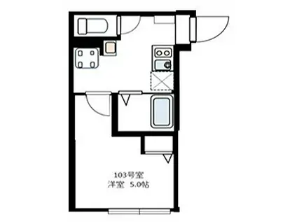 CASA 四葉 B(1K/1階)の間取り写真