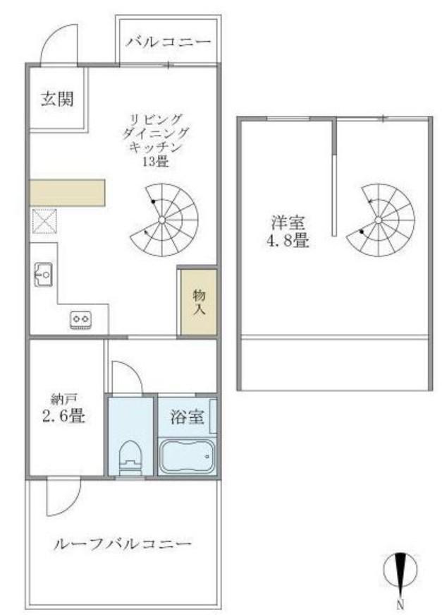 スカイフィールド国立(1LDK/4階)の間取り写真