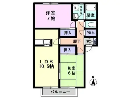 ベリエールミスズ5番館(2LDK/1階)の間取り写真