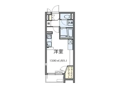 ベルステージ(ワンルーム/2階)の間取り写真