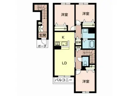 シャンティ夢前(3LDK/2階)の間取り写真