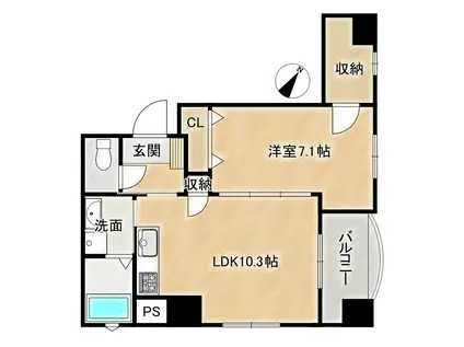 クレールコート北長狭III(1LDK/4階)の間取り写真