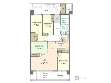 レイディアントシティ横浜 カルティエ6(4LDK/3階)の間取り写真