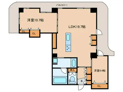 アンビックス志賀ストリートタワー(2LDK/16階)の間取り写真