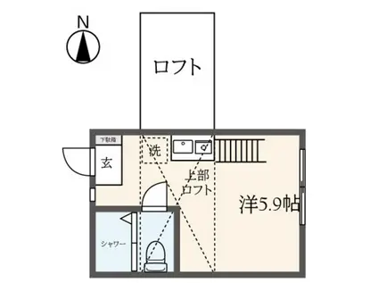 G・Aヒルズ川崎・日吉(ワンルーム/1階)の間取り写真