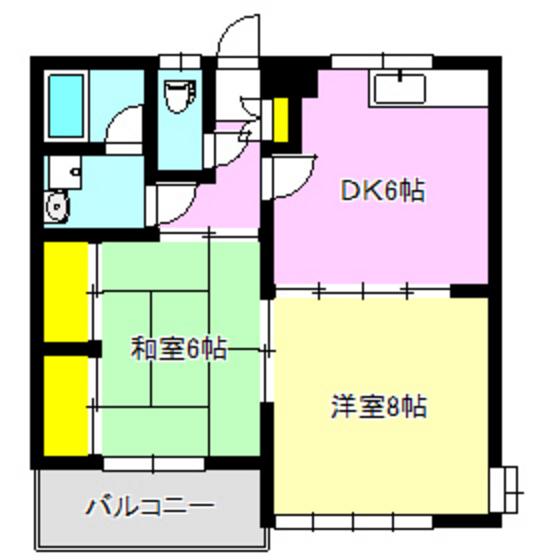 ハイツハツミ(2DK/1階)の間取り写真