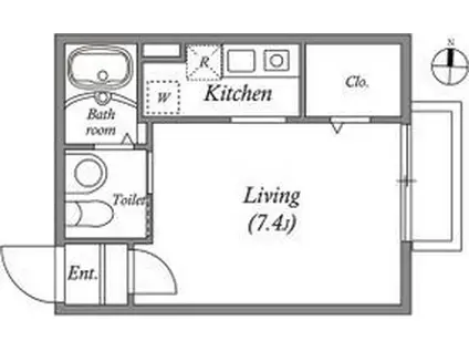 MODULOR久が原(ワンルーム/2階)の間取り写真